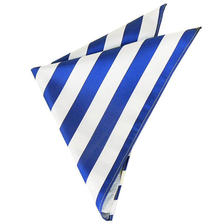 Royal Blue & White Striped Pocket Square 