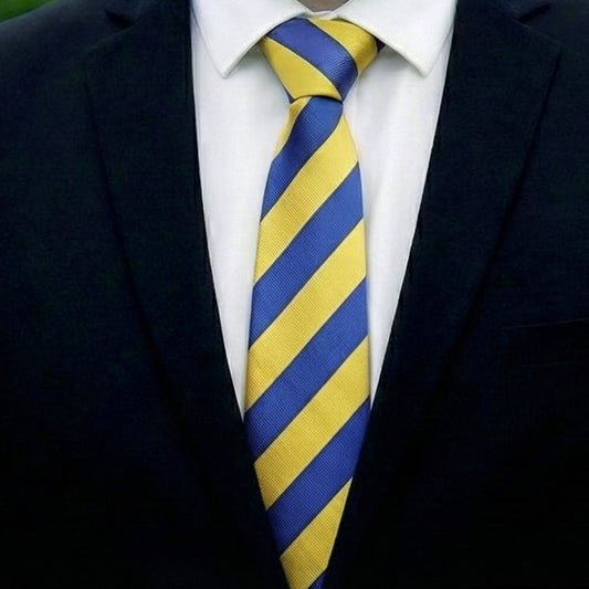 Blue & Yellow Stripes Sports Tie