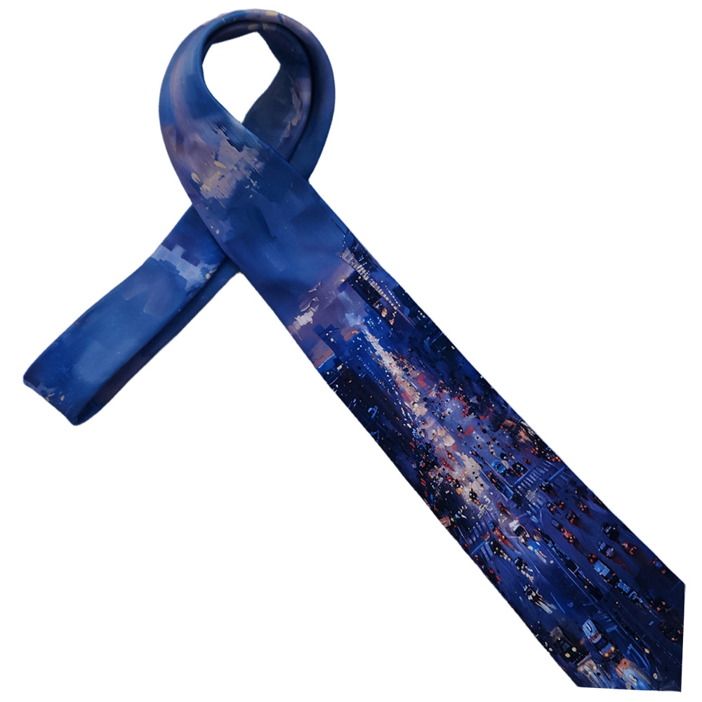 Blue Modern Cityscape Tie