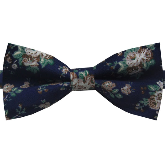 navy with floral bow tie