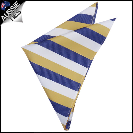 Blue, Yellow & White Striped Pocket Square 