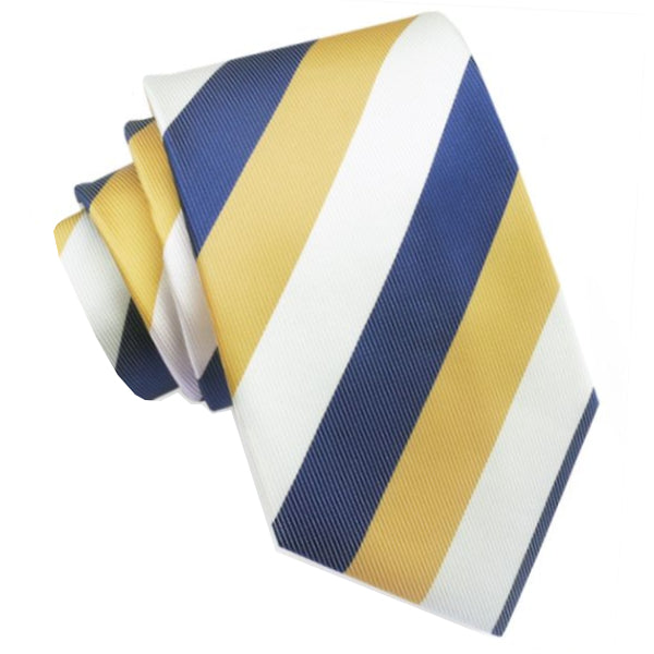 Blue, Yellow & White Stripes Sports Tie