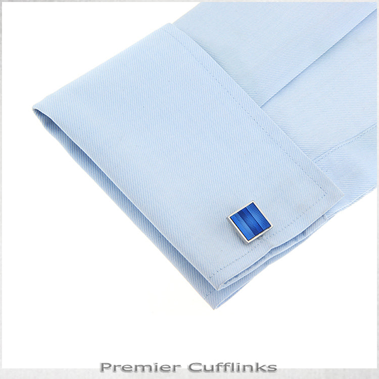 Blue Zigzag Textured Stripes Cufflinks