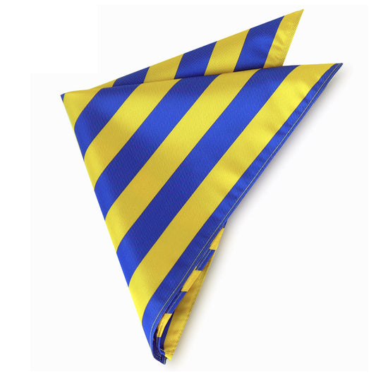 Blue & Yellow Striped Pocket Square 