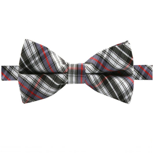 black grey and red tartan boy's bow tie