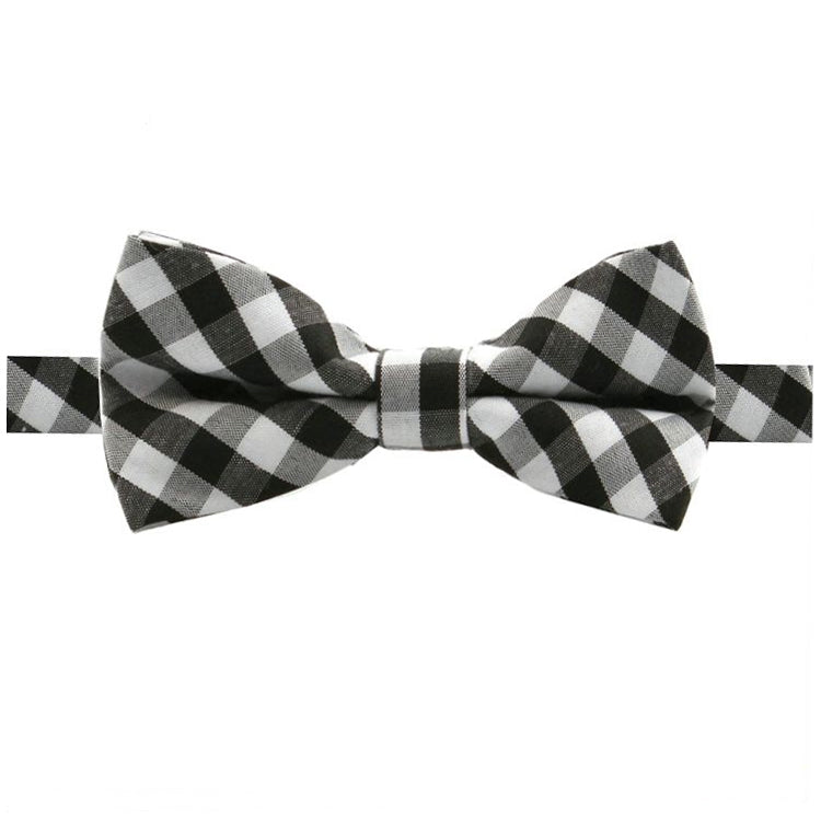 Boys Black, White and Grey Check Bow Tie