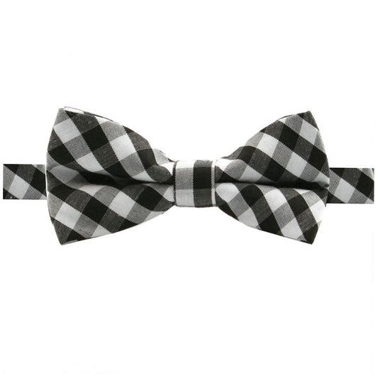 Boys Black, White and Grey Check Bow Tie