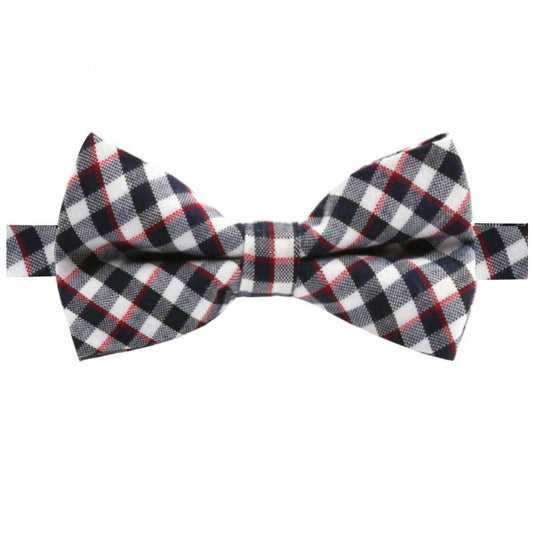 Boys Black & White Check with Red Highlights Bow Tie