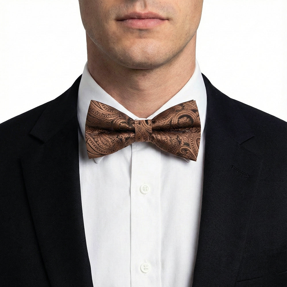 Bronze Paisley Bow Tie