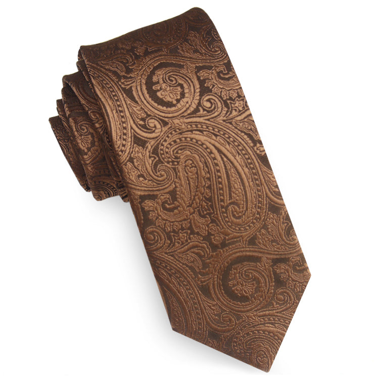 Bronze Paisley Mens Skinny Tie