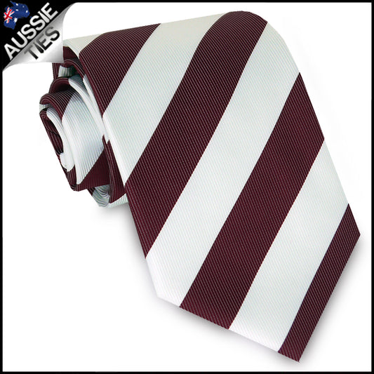 Boys Burgundy & White Stripes Sports Tie