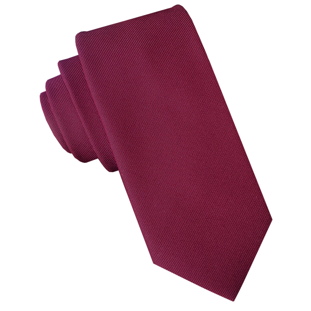 burgundy red cotton blend skinny tie