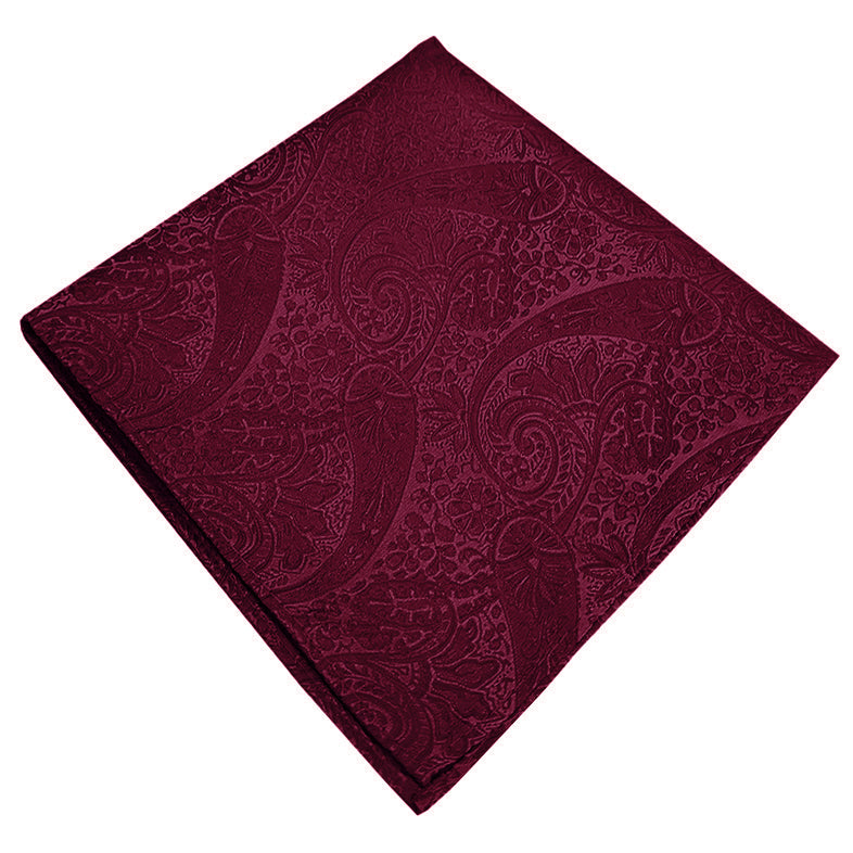 Burgundy Red Paisley Slim Tie and Pocket Square Set