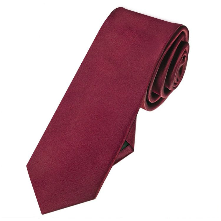 burgundy red skinny tie