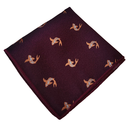 Burgundy with Goldfish Pocket Square