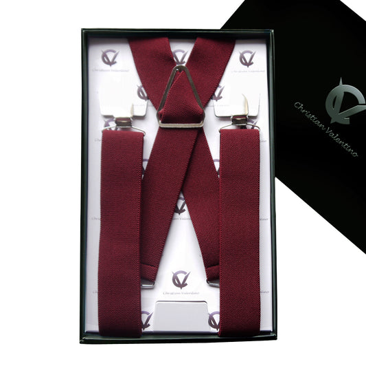 Men's Burgundy X3.5cm Braces 