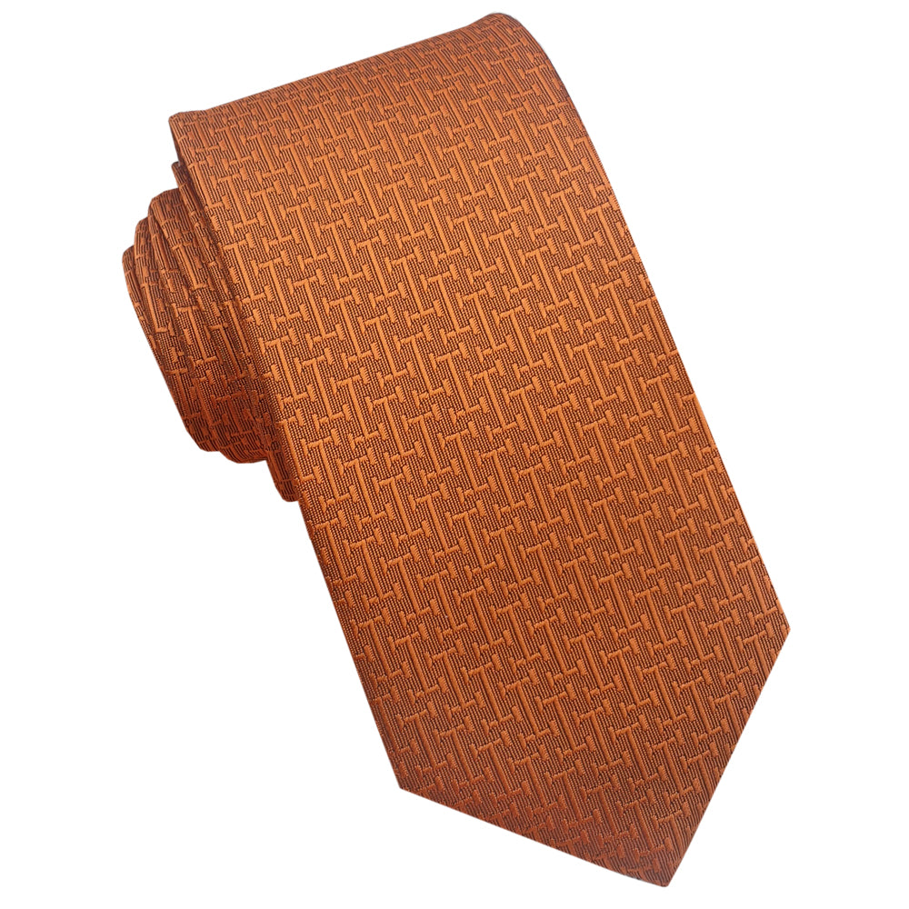 burnt orange textured tie