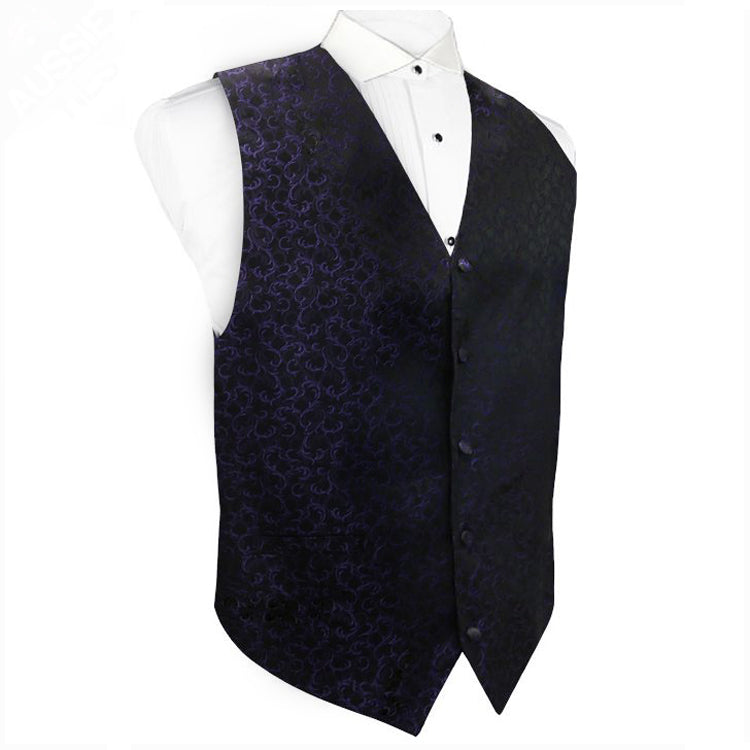 Cadbury Purple Floral & Black Waistcoat Vest