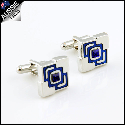 Mens Cascading Blue Squares Cufflinks