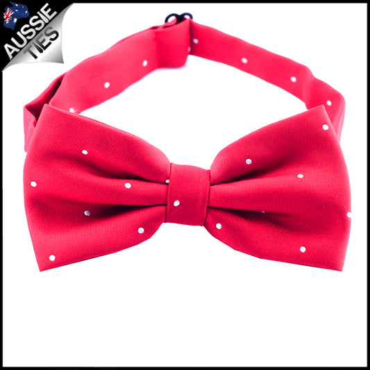 Scarlet Red Pin Dot Mens Bow Tie