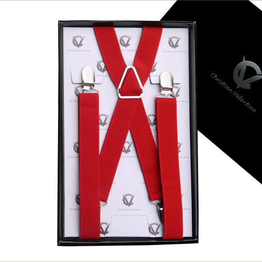 Men's Red X2.5cm Braces Suspenders