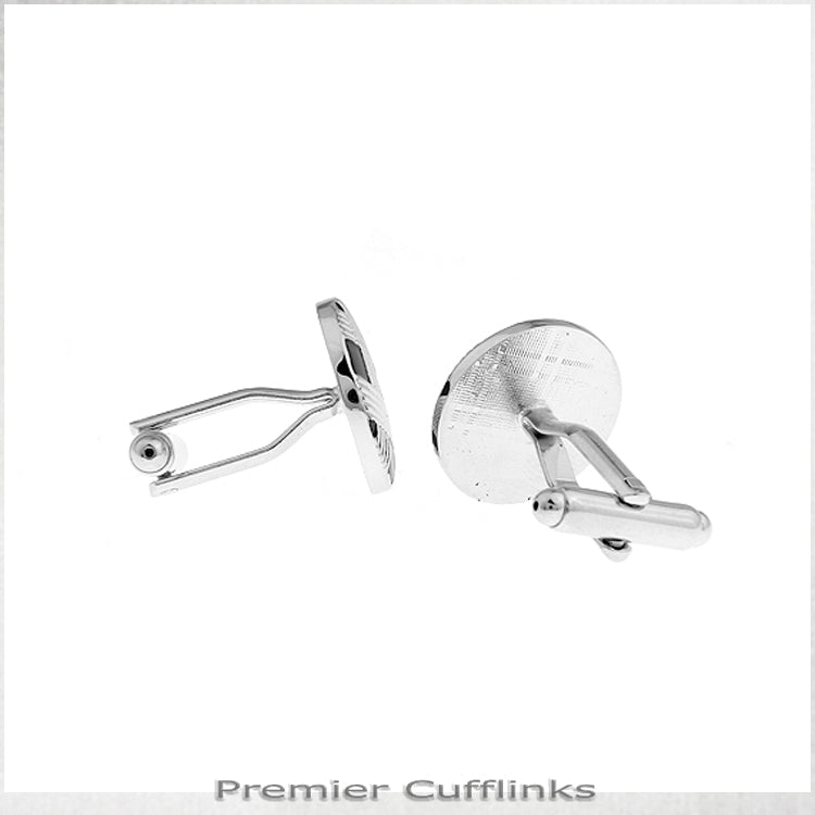 Circular Black with Silver Lattice Cufflinks