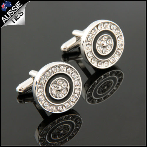 Mens Circular Diamante Cufflinks