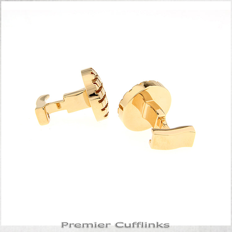 Circular Gold with Grids Cufflinks