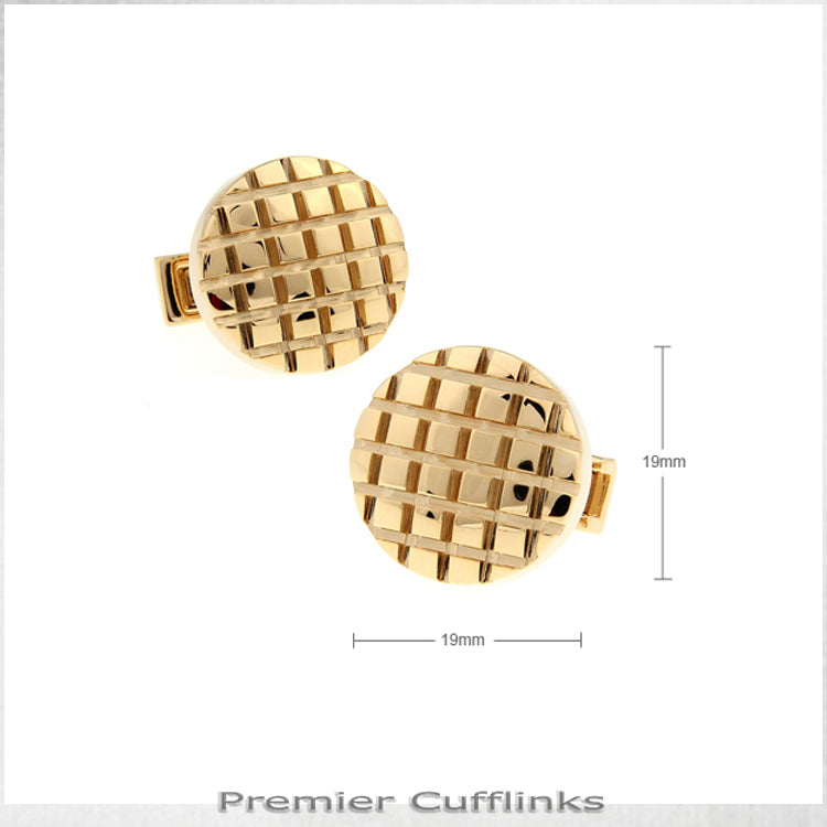 Circular Gold with Grids Cufflinks