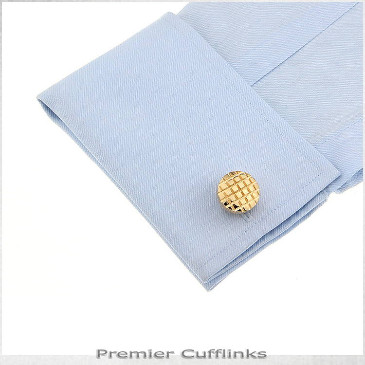 Circular Gold with Grids Cufflinks
