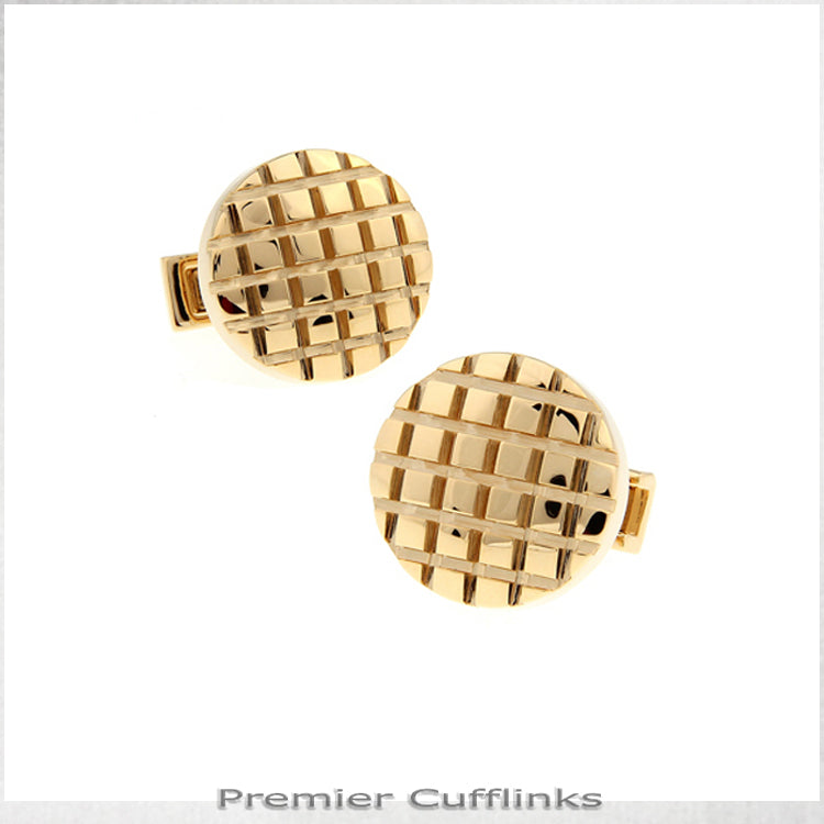 Circular Gold with Grids Cufflinks
