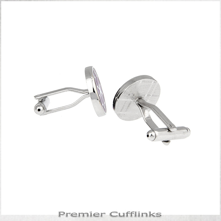 Circular Purple with Floral Pattern Cufflinks