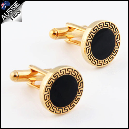 Mens Classic Gold with Black Inset Cufflinks