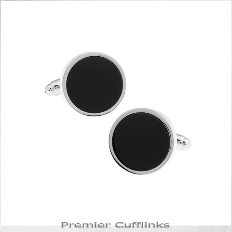 Classic Silver with Black Inset Cufflinks