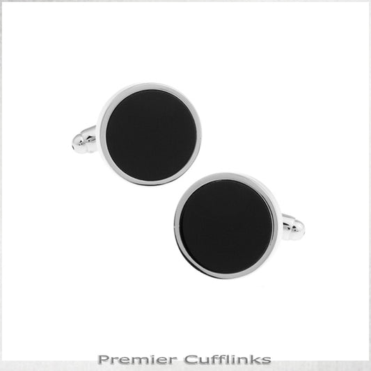 Classic Silver with Black Inset Cufflinks