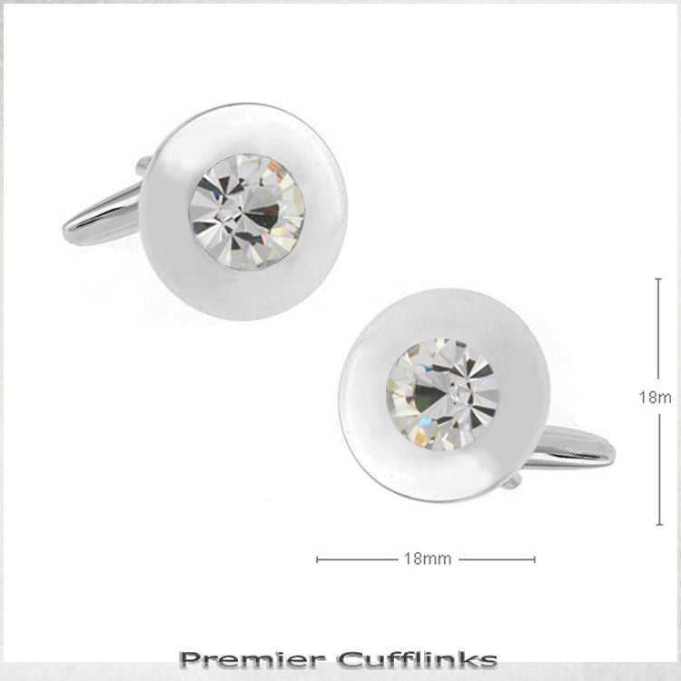 Classic Silver with Crystal Inset Cufflinks