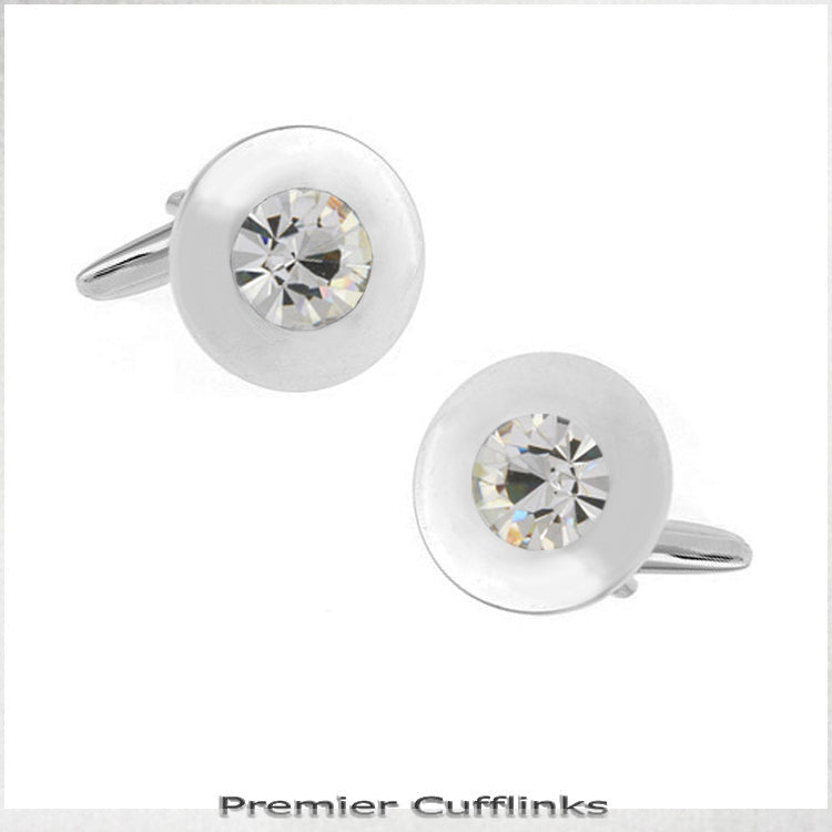 Classic Silver with Crystal Inset Cufflinks