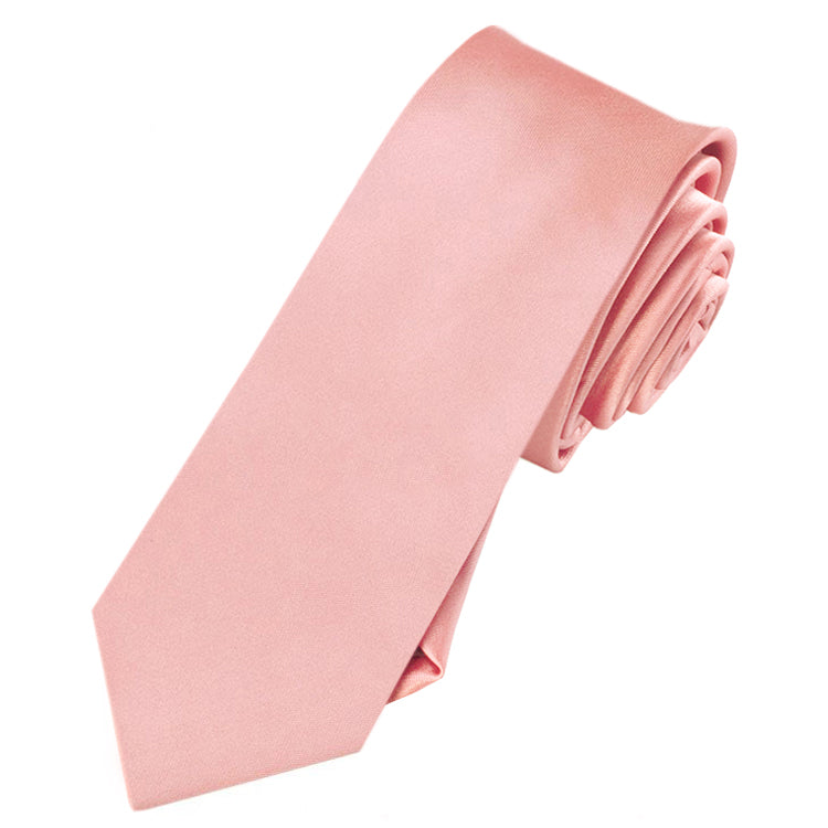 Mens Coral Salmon Skinny Tie
