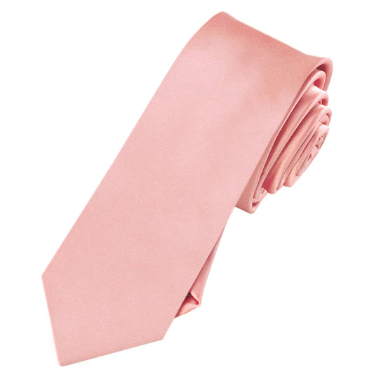 Mens Coral Salmon Skinny Tie