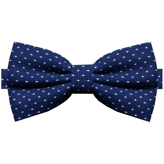Dark Blue With White Crosses Bow Tie