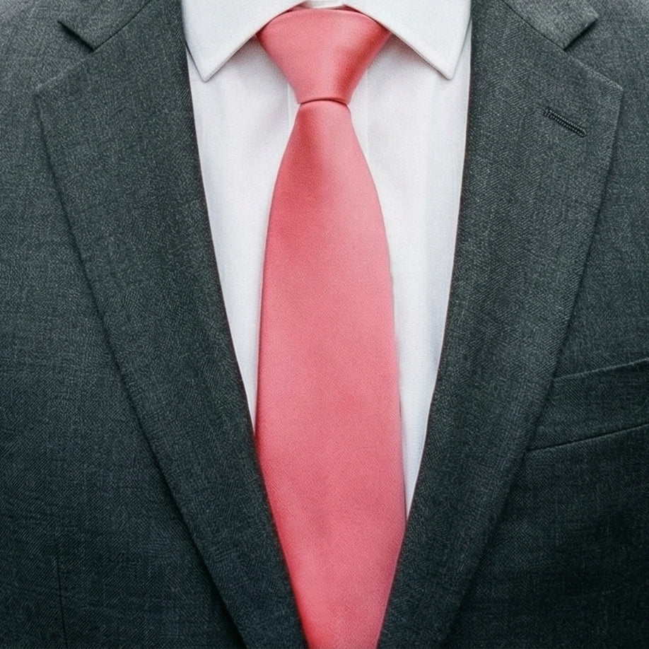 Mens Dark Coral Plain 7cm Slim Tie
