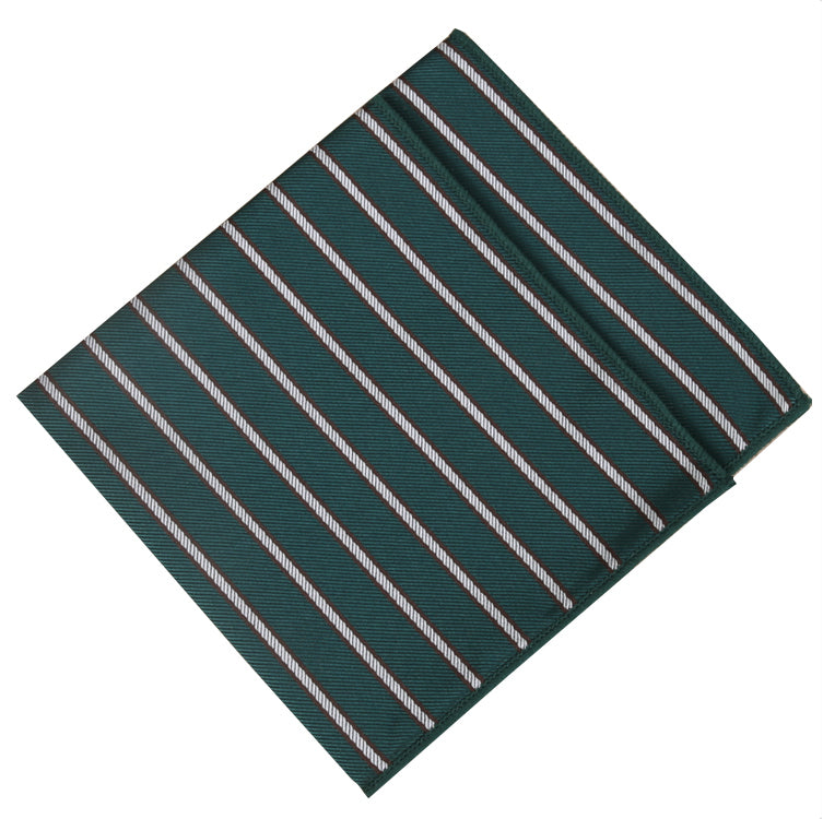 Dark Green with White Stripes Pocket Square