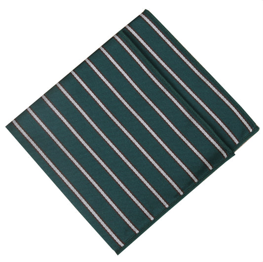 Dark Green with White Stripes Pocket Square