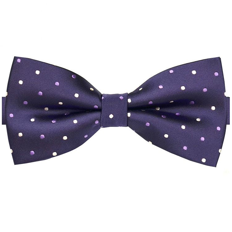 purple with white polka dots bow tie