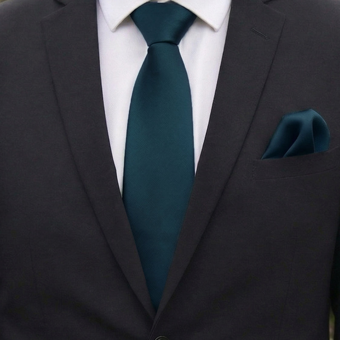 Gun Metal Blue Tie and Pocket Square Set