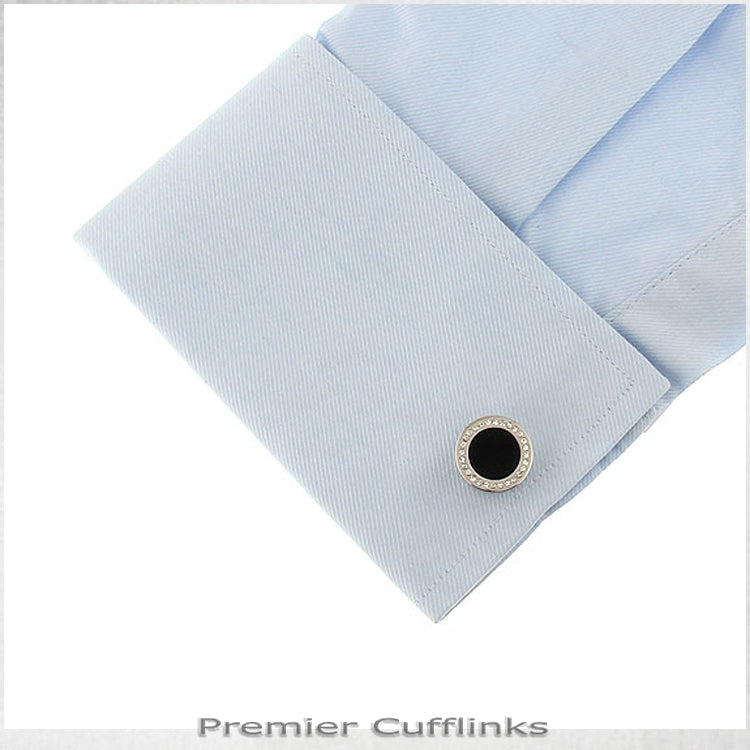 Diamante Edged with Black Inset Cufflinks