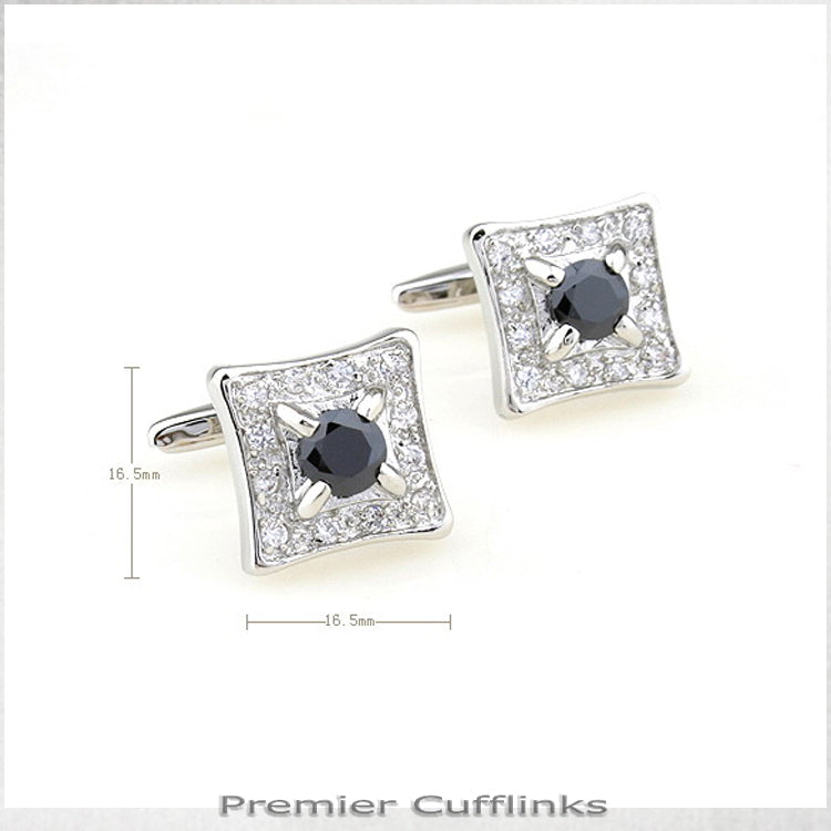 Diamante with Black Inset Cufflinks