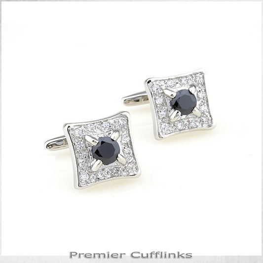 Diamante with Black Inset Cufflinks