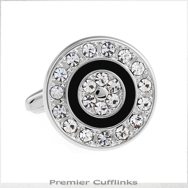 Diamante With Black Ring Cufflinks