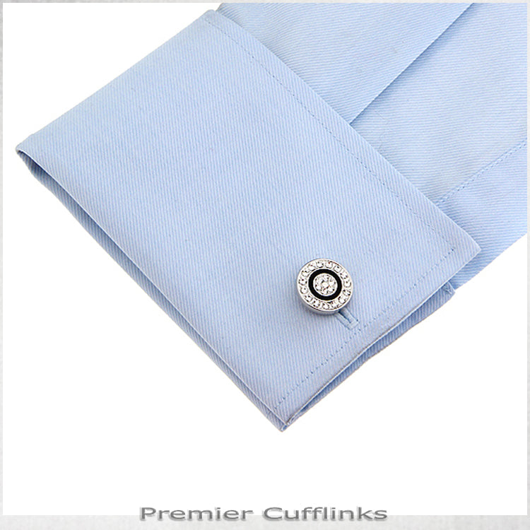 Diamante With Black Ring Cufflinks